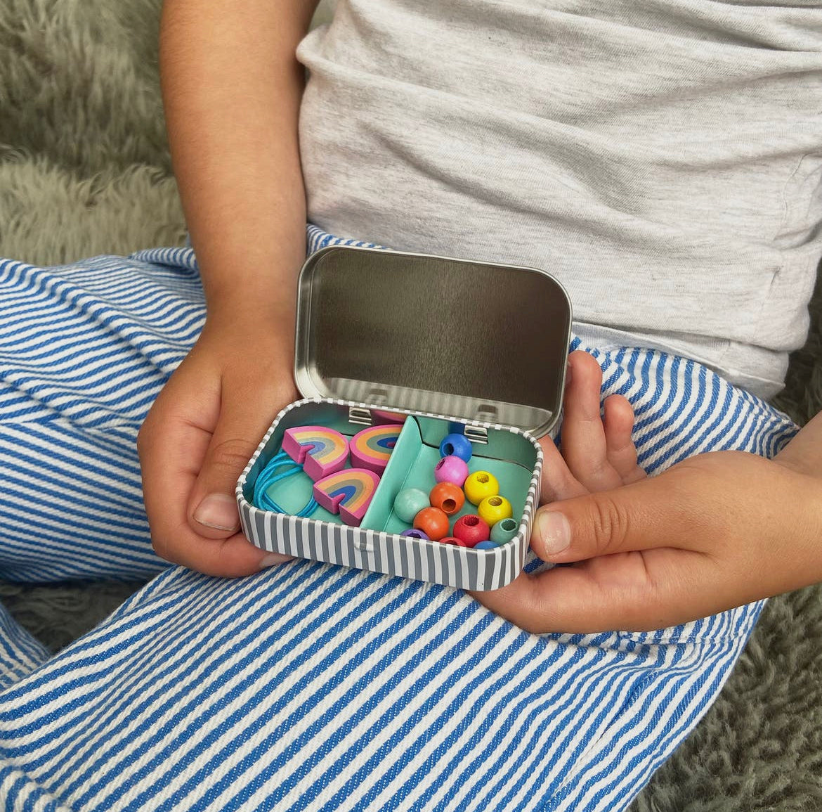 Kids wooden diy bracelet rainbow