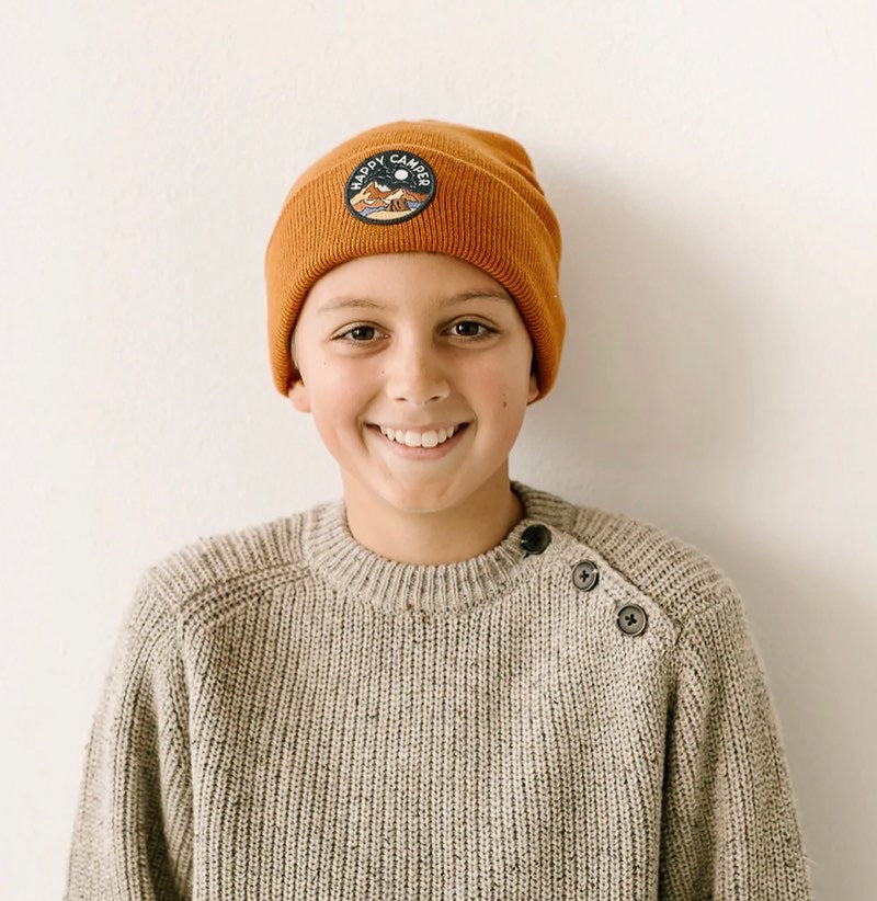 Happy camper adult beanie hat men women teen