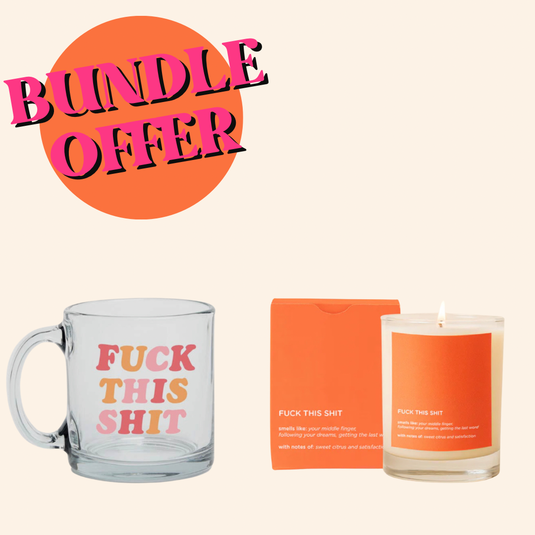 Fuck this shit glass mug candle giftset