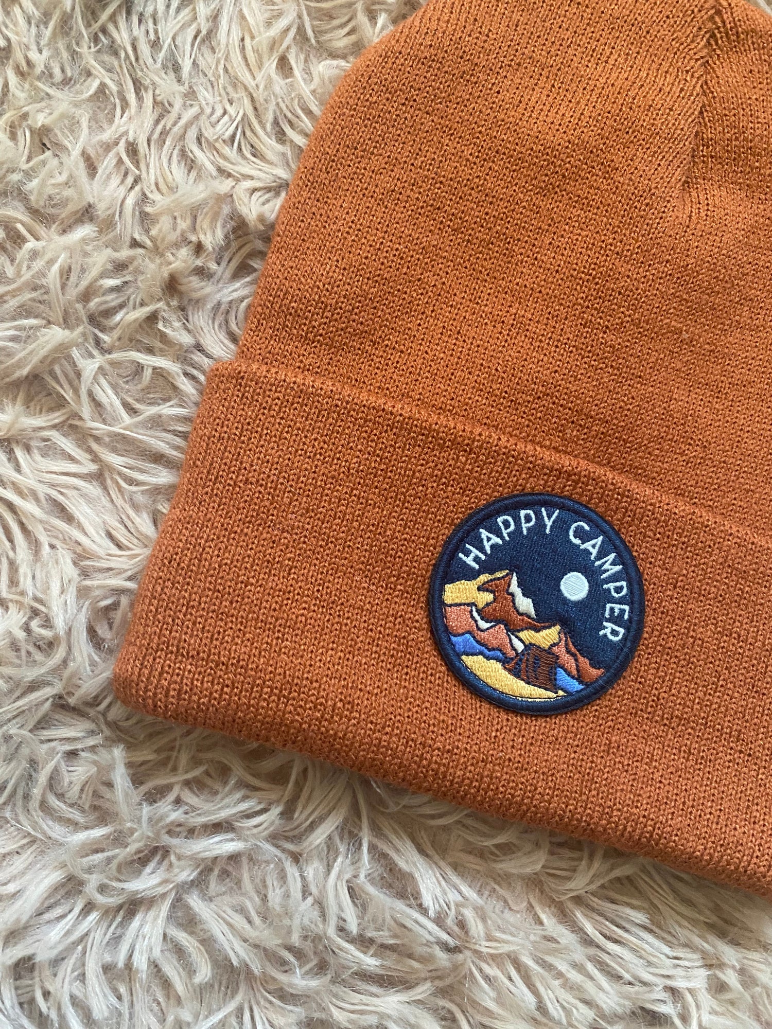 Happy camper adult beanie hat men women 